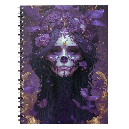 Goth Skull Woman Dark Fantasy Art Notizblock (Vorderseite)