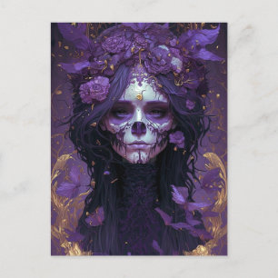 Goth Skull Woman Dark Fantasy Art Postkarte