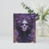 Goth Skull Woman Dark Fantasy Art Postkarte (Stehend Vorderseite)