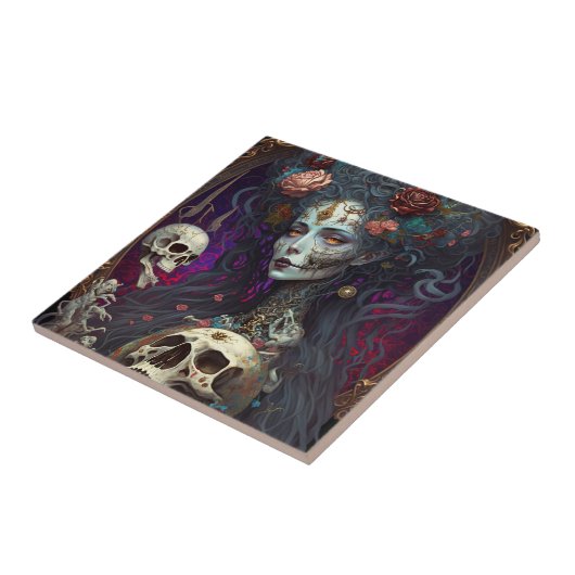 Goth Skull Zombie Woman Gothic Fliese (Seite)