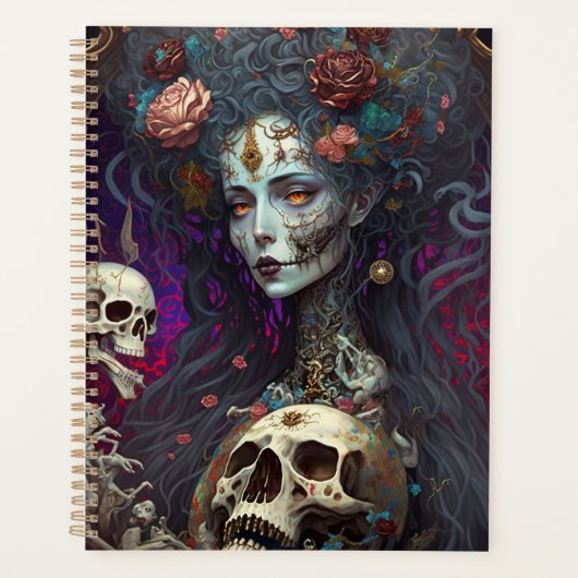 Goth Skull Zombie Woman Gothic Planer (Vorderseite)