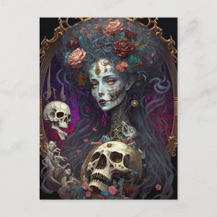 Goth Skull Zombie Woman Gothic Postkarte