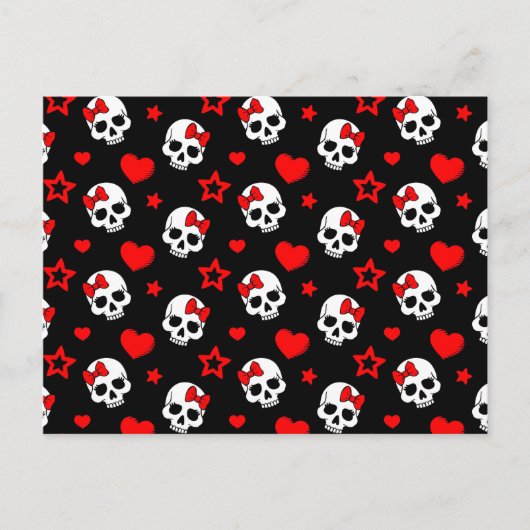Goth Skulls & Hearts Postkarte (Vorderseite)