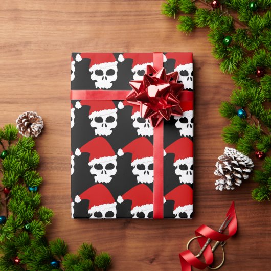 Goth Skulls Tragen Weihnachts-Weihnachtsmannmützen Geschenkpapier (Feiertagsgeschenk)