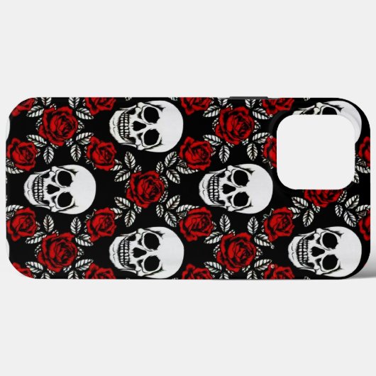 Goth Skulls und Rose Case-Mate iPhone Hülle (Rückseite (Horizontal))