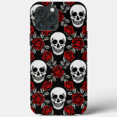 Goth Skulls und Rose Case-Mate iPhone Hülle (Rückseite)