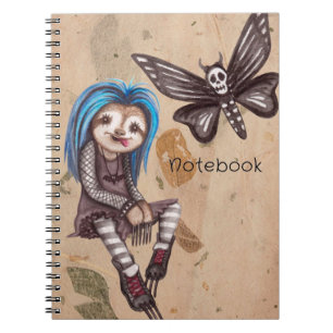 Goth Sloth Notebook   Dark and Quirky Journal Notizblock