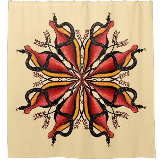 Goth Snakes Blume Tattoo Style Duschvorhang (Vorderseite)