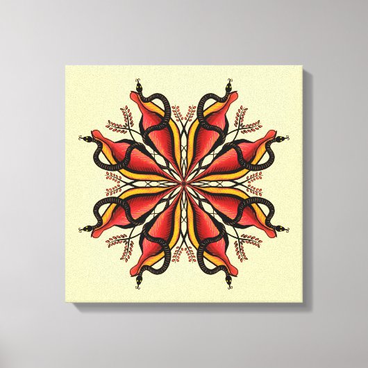 Goth Snakes Blume Tattoo Style Leinwanddruck (Vorderseite)