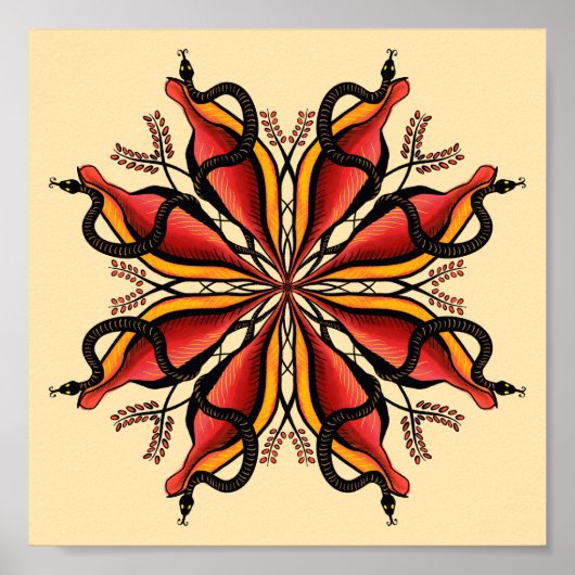 Goth Snakes Blume Tattoo Style Poster (Vorne)