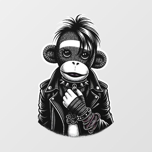 Goth Sock Monkey #01 Fensteraufkleber (Blatt)