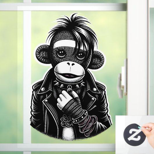 Goth Sock Monkey #01 Fensteraufkleber (Zuhause)