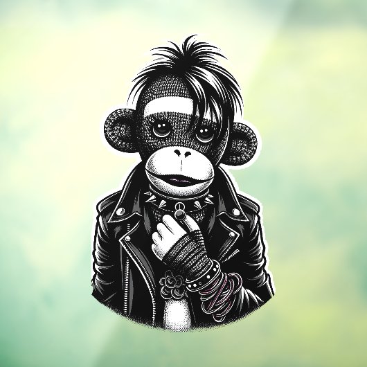 Goth Sock Monkey #01 Fensteraufkleber (Blatt 3)