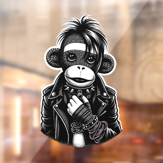 Goth Sock Monkey #01 Fensteraufkleber (Blatt 2)