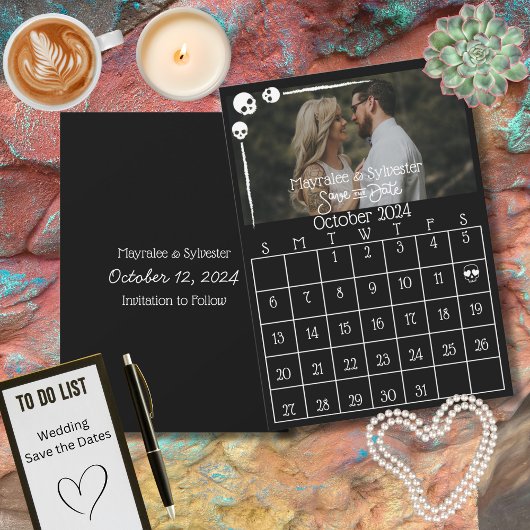Goth Spaß Dunkle Stimmung Schädel Hochzeit Save The Date