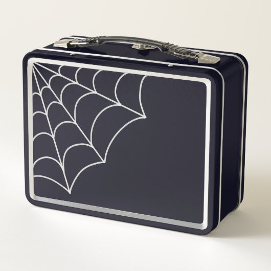 Goth Spiderweb Black and White Personalisiert Metall Brotdose (Rückseite)