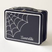Goth Spiderweb Black and White Personalisiert Metall Brotdose (Vorderseite)