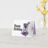 Goth Spiderweb und Hourglass Geburtstag Karte (Gelbe Blume)