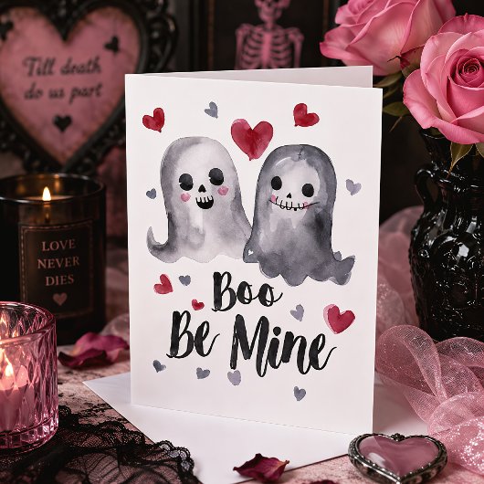 Goth Spooky Valentine Gespenster mit Herz Feiertagskarte