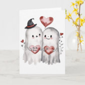 Goth Spooky Valentine Gespenster mit Herz Karte (Gelbe Blume)