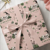 Goth St. Patricks Day Floral Skulls Irish Wedding Geschenkpapier