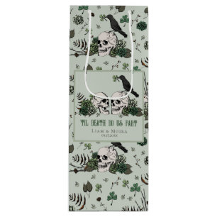 Goth St. Patricks Day Floral Skulls Irish Wedding Geschenktüte Für Weinflaschen