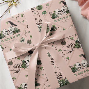 Goth St. Patricks Day Florale Schädel Irische Hoch Geschenkpapier