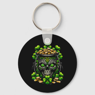 Goth St Patricks Day Gothic Skull Pot Men Women Schlüsselanhänger