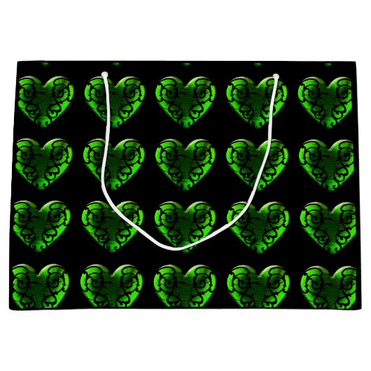 Goth St. Patrick's Day Green Heart Bag Große Geschenktüte (Vorderseite)