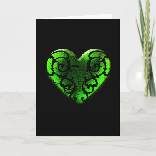 Goth St. Patrick's Day Green Heart Karte (Vorderseite)