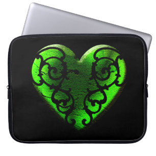 Goth St. Patrick's Day Green Heart Laptop Bag Laptopschutzhülle