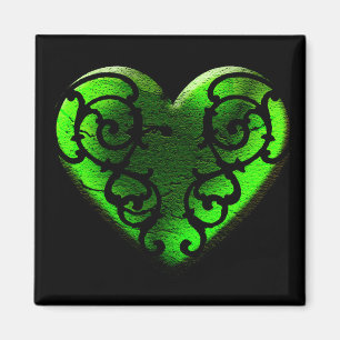 Goth St. Patrick's Day Green Heart Magnet