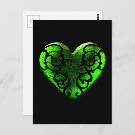 Goth St. Patrick's Day Green Heart Postkarte (Vorne/Hinten)