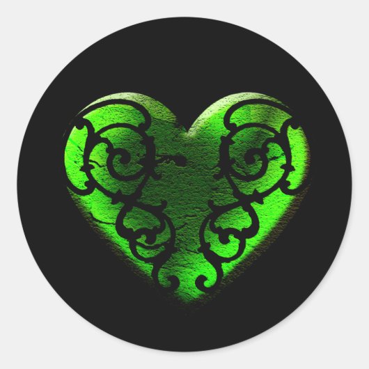 Goth St. Patrick's Day Green Heart Runder Aufkleber (Vorderseite)