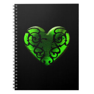 Goth St. Patrick's Day Grüne Herz Notizbuch Notizblock