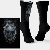 Goth Steam Smoke Skull in Mirror on Black Socken