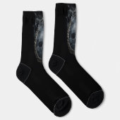 Goth Steam Smoke Skull in Mirror on Black Socken (Rechts)