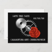Goth Steampunk viktorianische Rose Save the Date Ankündigungspostkarte (Vorne/Hinten)