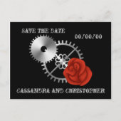 Goth Steampunk viktorianische Rose Save the Date Ankündigungspostkarte (Vorderseite)