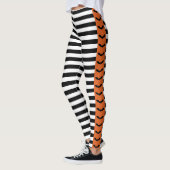Goth Stripes Orange Bat gestreiftes Halloween Leggings (Links)