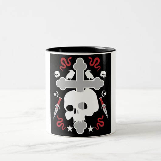 Goth Subkultur Skull und Cross Zweifarbige Tasse (Mittel)
