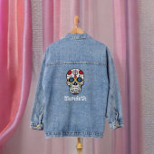 Goth Sugar Skull Day mit Namen und Rose Jeansjacke