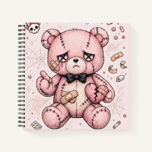 Goth Teddy Bär Pillen Muster Yami Kawaii Notizbuch