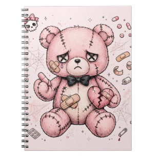 Goth Teddy Bär Pillen Muster Yami Kawaii Notizbuch Notizblock