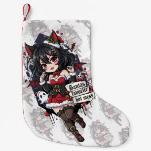 Goth Teufel Chibi Mädchen Weihnachten Hot Mess Kleiner Weihnachtsstrumpf