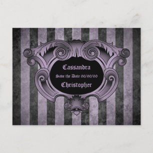 Goth Theme Schwarz und lila Save the Date Hochzeit Ankündigungspostkarte