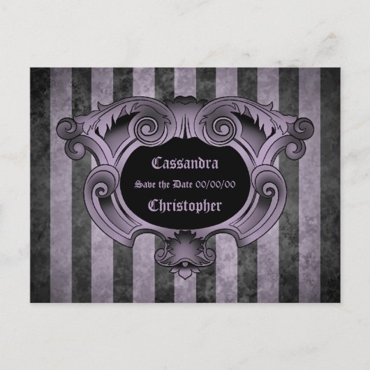 Goth Theme Schwarz und lila Save the Date Hochzeit Ankündigungspostkarte (Vorderseite)