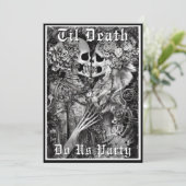 Goth Til Death Do Uns Party Skelett Brautparty Einladung (Stehend Vorderseite)