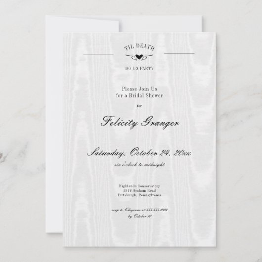 Goth Til Death Do Uns Party Skelett Brautparty Einladung (Rückseite)