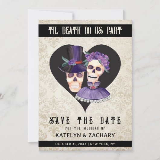 Goth Til Death Do us Part Skelett Save The Date (Vorderseite)